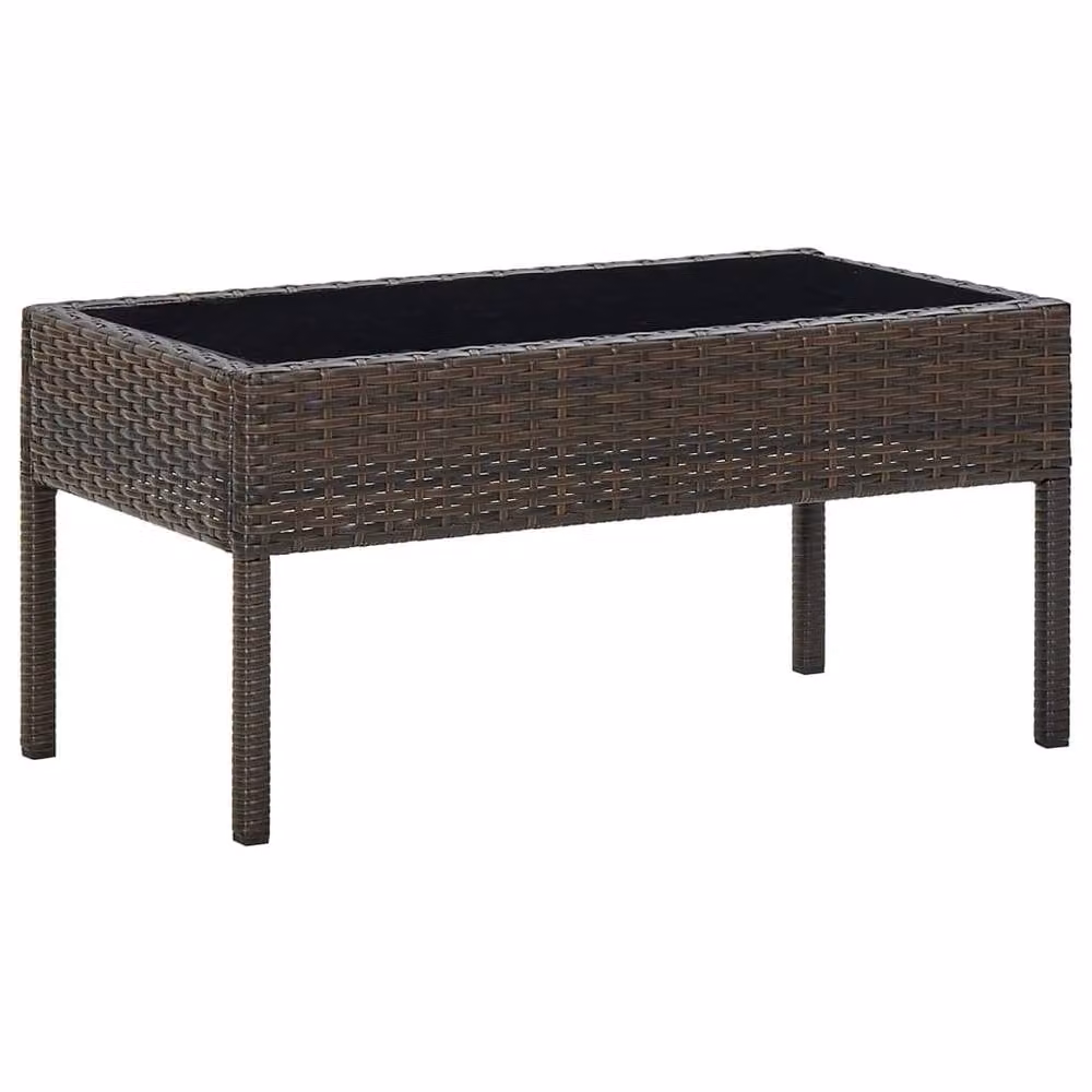 Berkfield Home Brown Poly Rattan Garden Table W/D/H: 75 x 40 x 37 cm – 1