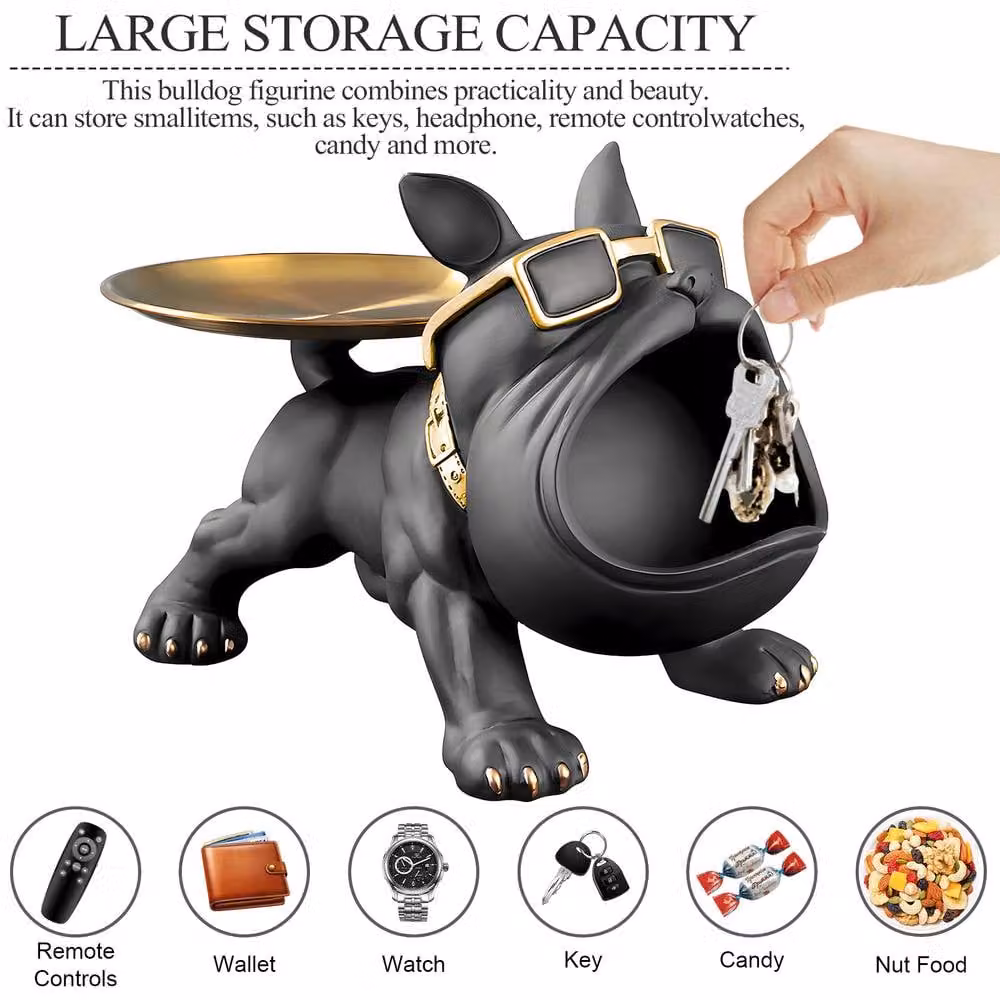 Huhote Black Resin French Bulldog Statue Sculpture for Home or Office Decor – 2