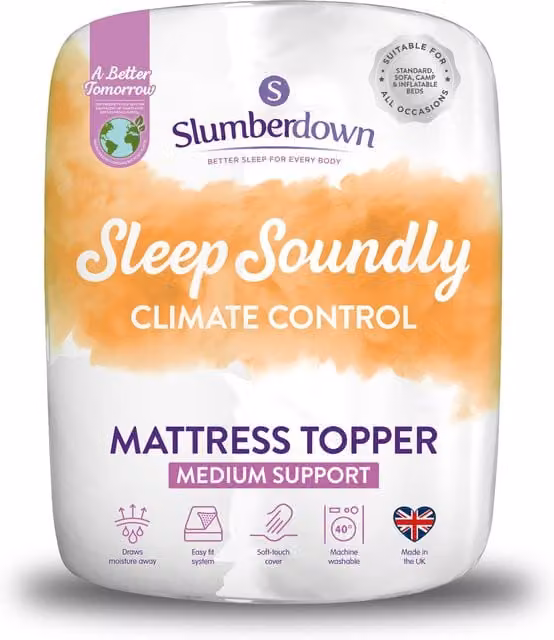 Slumberdown Sleep Soundly Climate Control Mattress Topper, White, W/D/H: 90 x 190 cm