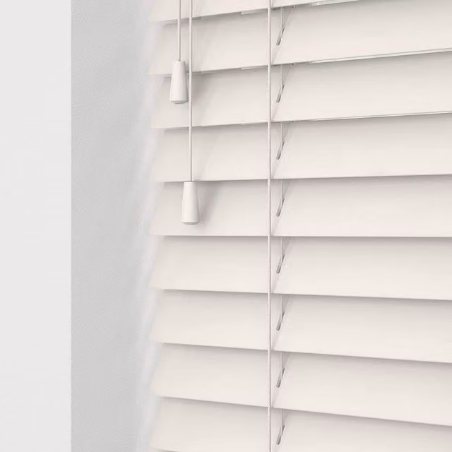 NewEdgeBlinds Wooden Venetian Blinds with Cord, White, Width: 60 cm