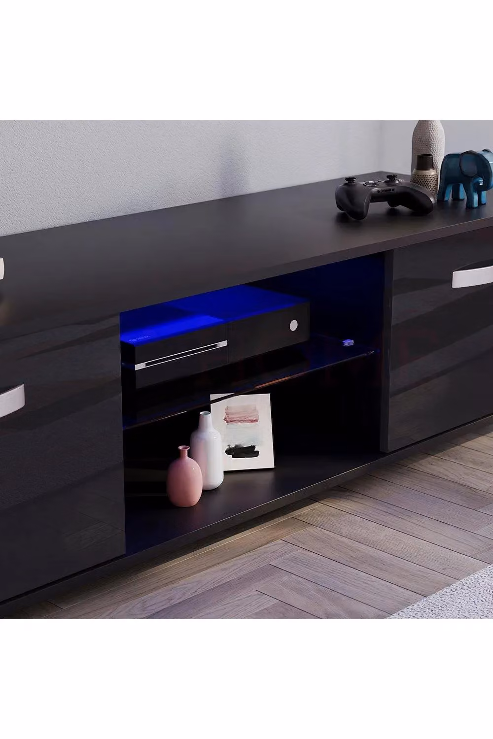Vida Designs Cosmo 2 Door LED TV Unit Storage Organiser in Black – 4