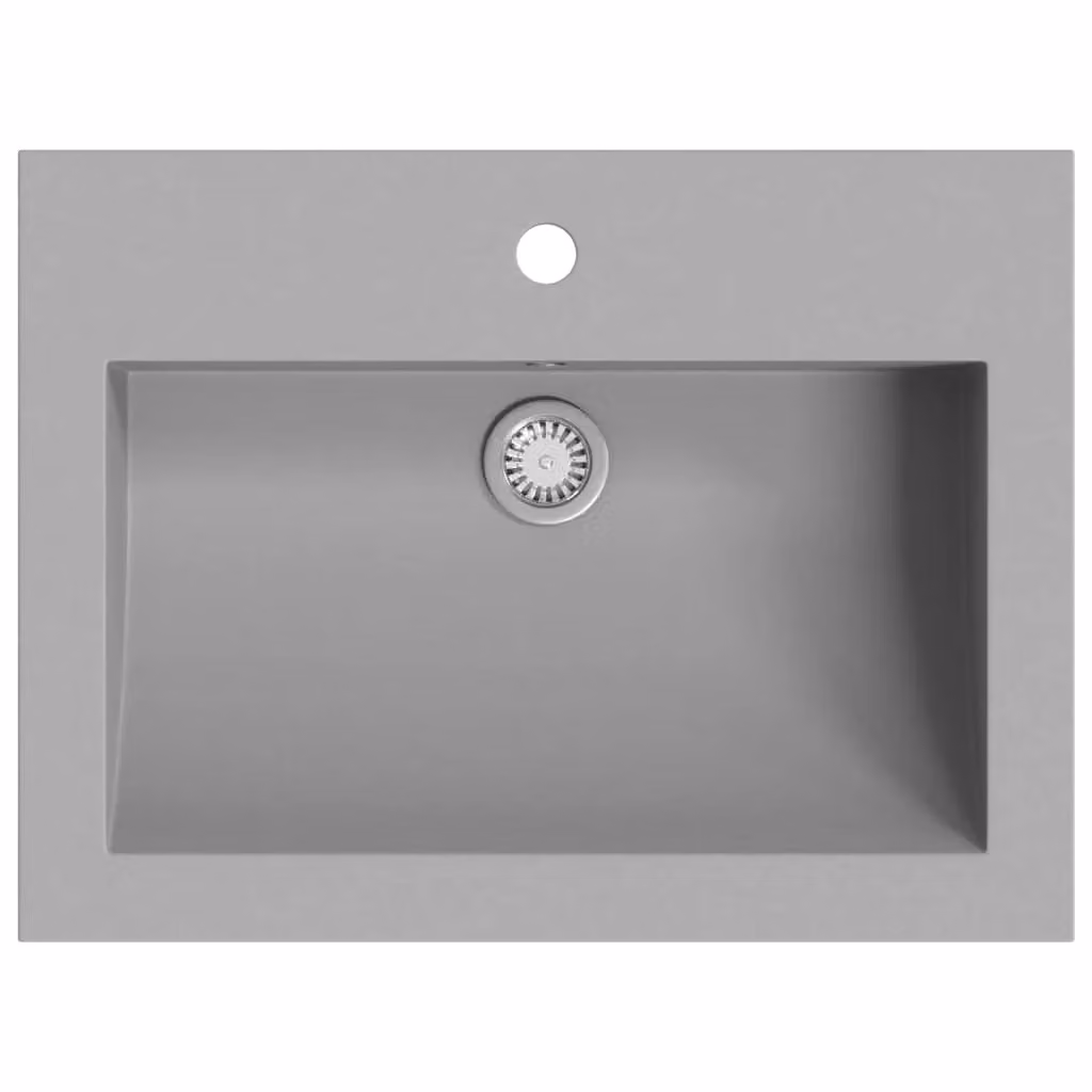 Berkfield Home Grey Granite Composite Rectangular Basin W/D/H: 60 x 45 x 12 cm – 2