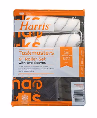 Harris 9 inch Medium Pile Roller Set with Frame and 2 White Polyester Sleeves for Water Based Paint – 2