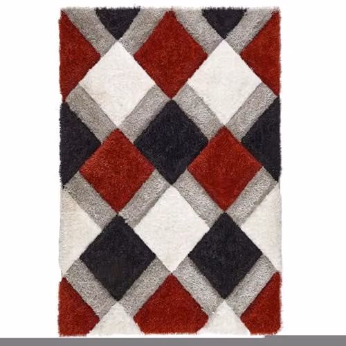 Phoenox Textiles Limited Origins 3D GEO Shaggy Red Geometric Rug, W: 160 cm, D: 230 cm – 1