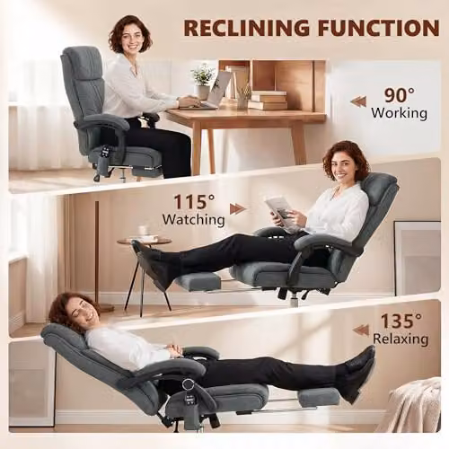 Vinsetto Grey Microfibre Executive Massage Office Chair with Heating and 4-Point Vibration, Height Adjustable, W/D/H: 64 x 76 x 120 cm – 7