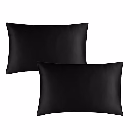 Catherine Lansfield Silky Soft Mako Satin Standard Pillowcase Pair, Black, W/H: 50 x 75 cm – 2