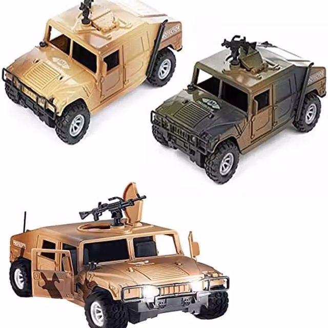 UMKYTOYS Toy Army Humvee with Light and Sound in Brown