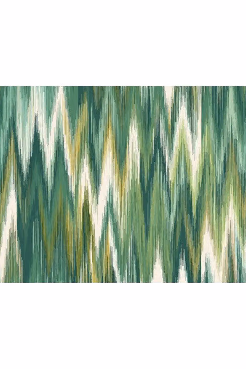 Origin Murals Ikat Zig Zag Geometric Ethnic Wall Mural in Green and Multicolour, W: 350 cm, H: 280 cm – 2