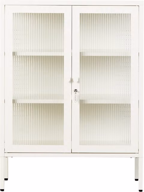 Mustard Made The Mixer Freestanding Kitchen Cabinet with Glass Doors and Lock in Chalk White, W/D/H: 75 x 40 x 100 cm – 1
