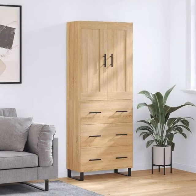 Berkfield Home Sonoma Oak Highboard in Brown, W: 69.5 cm, D: 34 cm, H: 180 cm