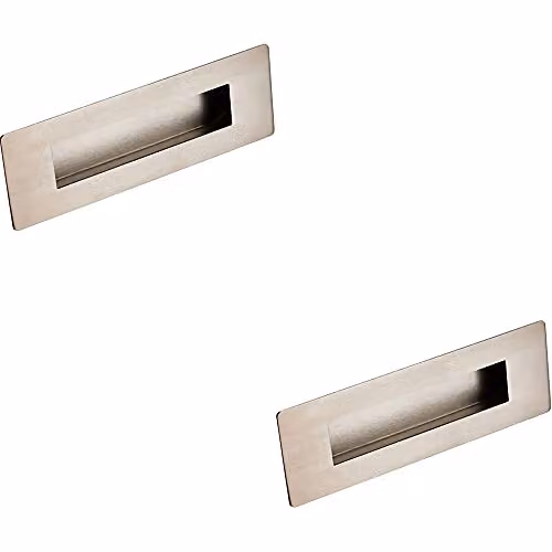 Loops 2 Pack Recessed Sliding Door Flush Pull Handles in Brushed Satin Stainless Steel, W: 180 mm x H: 60 mm