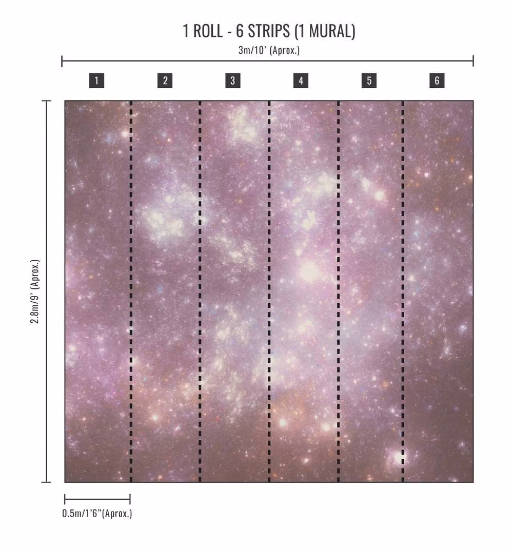 Art for the Home Constellation Dream Lilac Wall Mural in Purple and Pink, W: 280 cm, H: 52 cm, D: 52 cm – 2