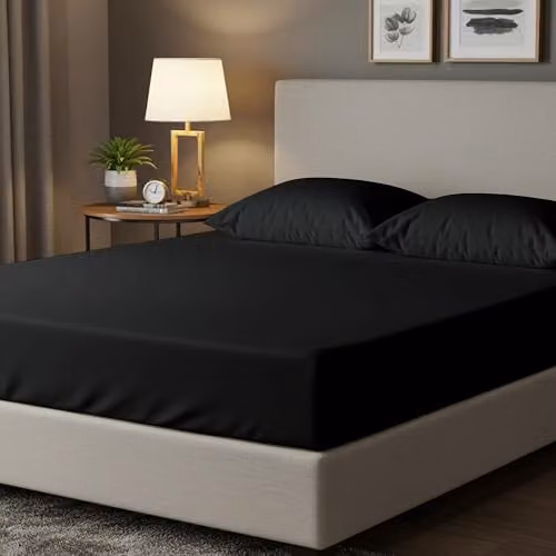 Snug City Single 200 Thread Count Cotton Fitted Sheet in Black, W/D/H: 90 x 190 x 30 cm – 3