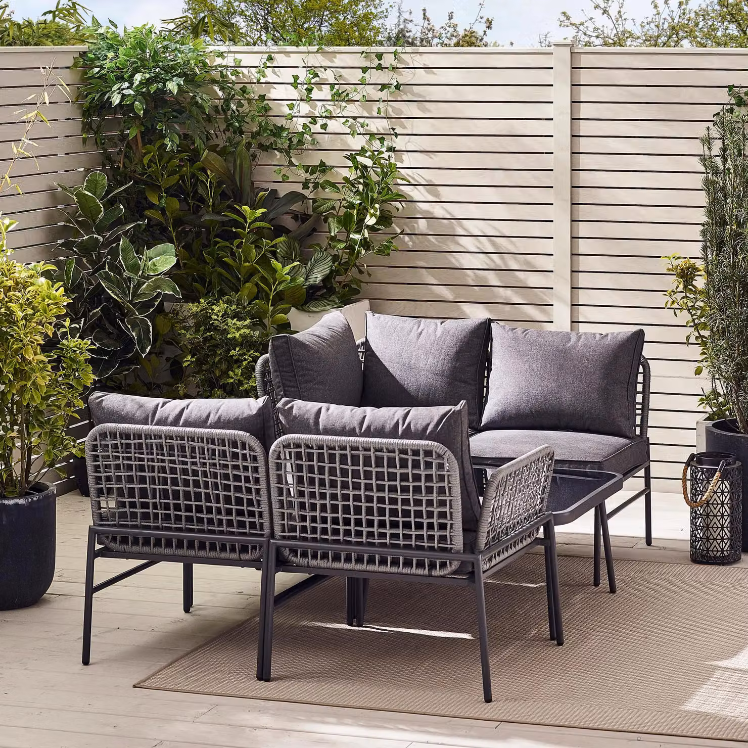 FurnitureboxUK Maldives 5 Seat L-Shape Outdoor Rattan Garden Sofa Set with Coffee Table in Grey – 4