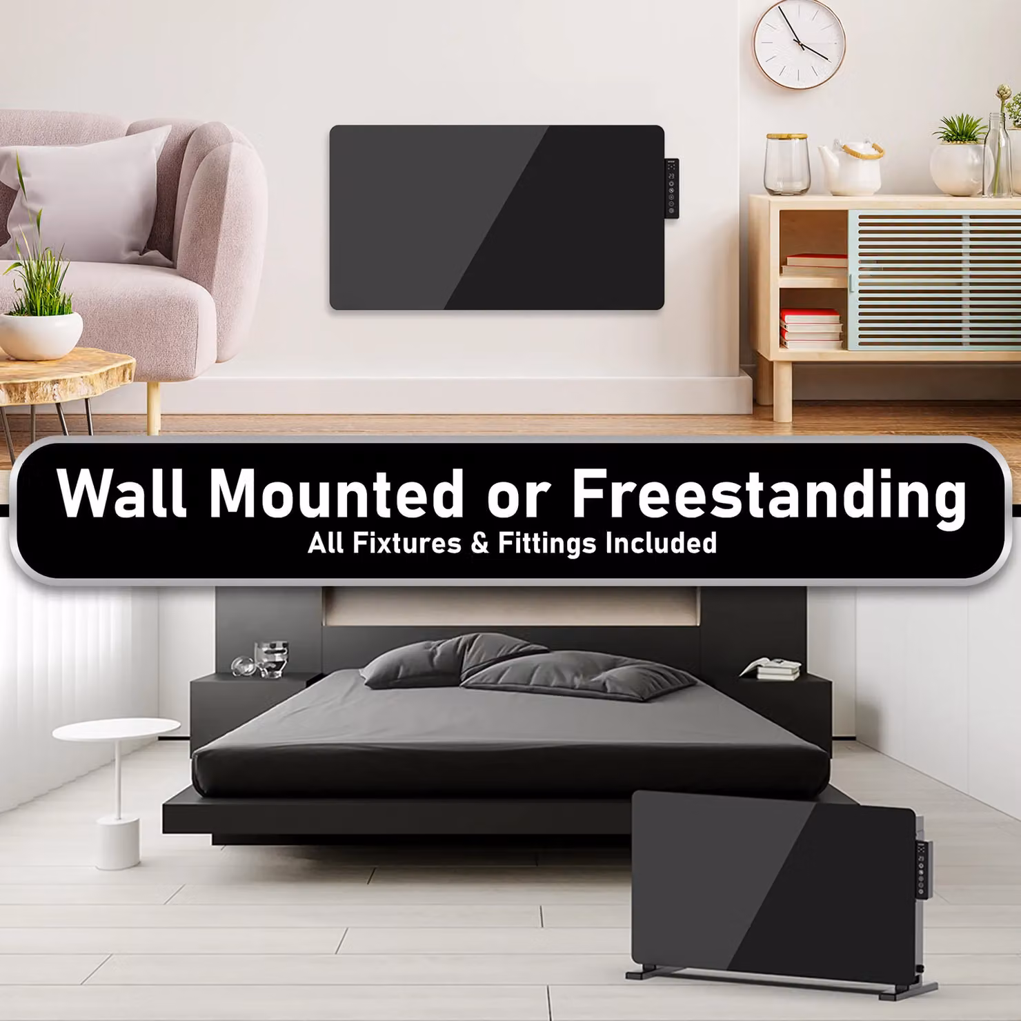 MYLEK 2kW Electric Glass Panel Radiator Heater with WiFi App Control, Black – 4
