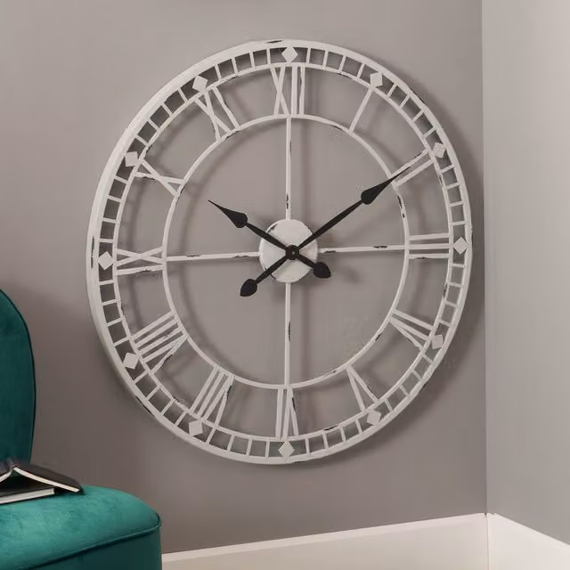 Pacific Lifestyle Large Vintage Metal Wall Clock in Grey and Black – 2