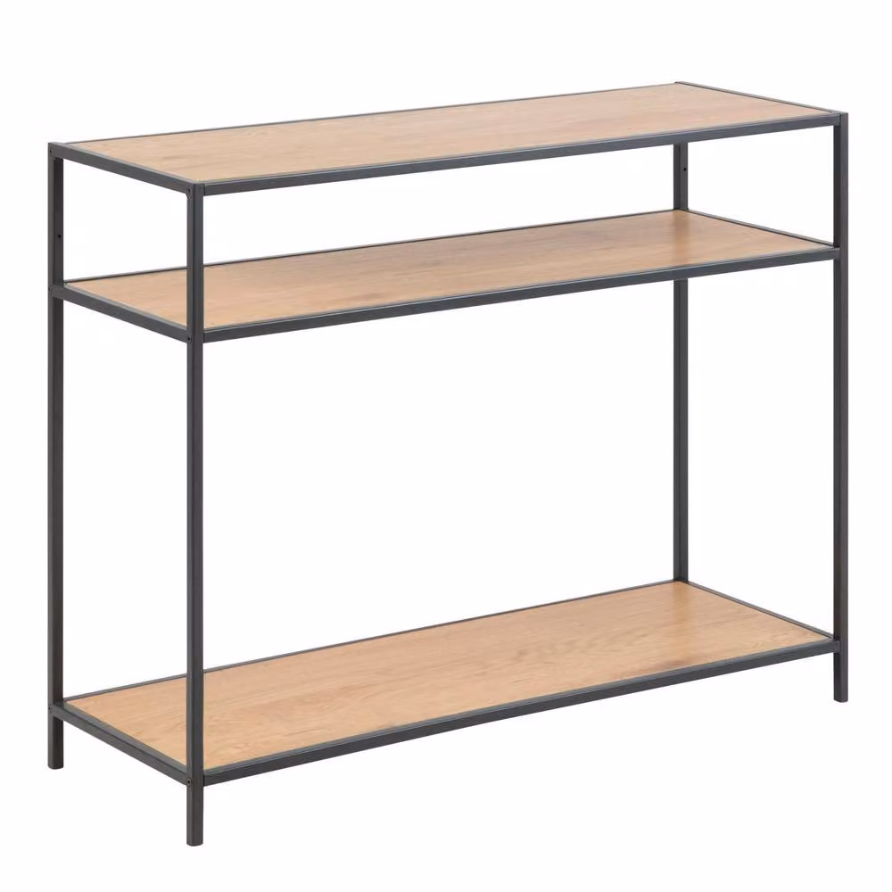 Wyld Haus El Paso Console Table with Matte Black Metal Frame and Wild Oak Shelves in Natural – 2