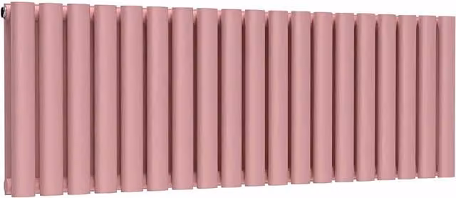 Lux Heat Oval Horizontal Double Steel Radiator in Pink, W: 114 cm, H: 40 cm