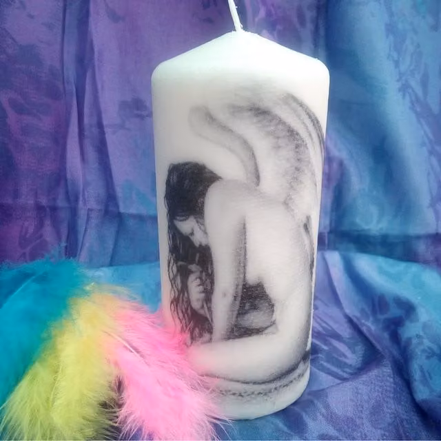 Viki White Angel Pillar Candle for Tabletop Decoration