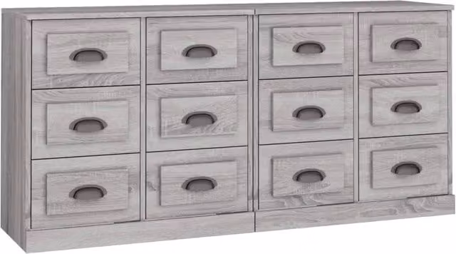Berkfield Home Set of 2 Grey Sonoma Sideboards in Matt MDF – 1