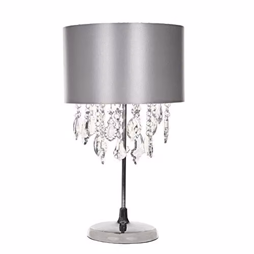 K LIVING Sheldon Silver Table Lamp with Beaded Shade