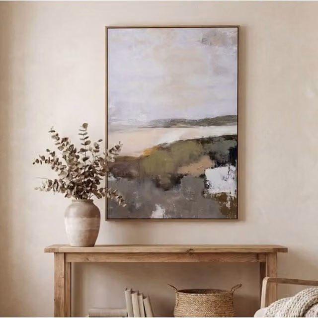 Lemon Pavilion Furniture and Decor Hillside View Hand Painted Multicolour Canvas in Wood Frame, W: 80 cm, H: 120 cm