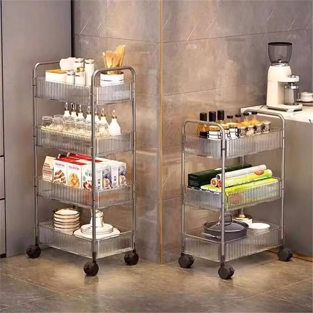Nordara 4 Tier Acrylic Rolling Storage Trolley in Clear – 1