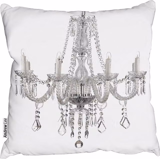 Andrew Lee Modern Round Chandelier Cushion in White, Diameter: 60 cm