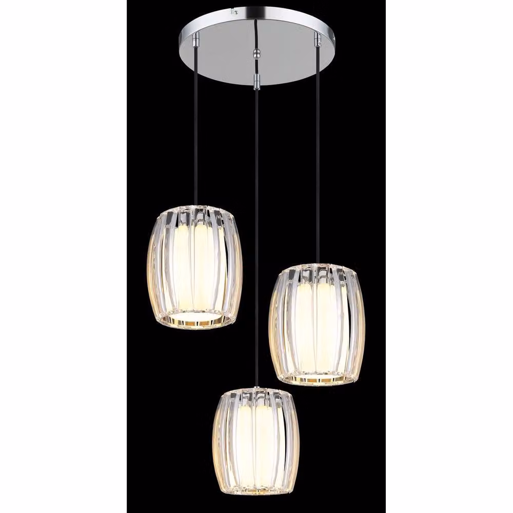 Netlighting Maribel Cluster Pendant Ceiling Light in Grey and Chrome with 3x E27 Glass Shades – 3