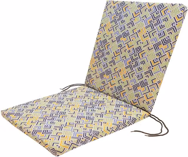 Roseley Water Repellent Low Back Chair Pads in Geometric Green and Blue