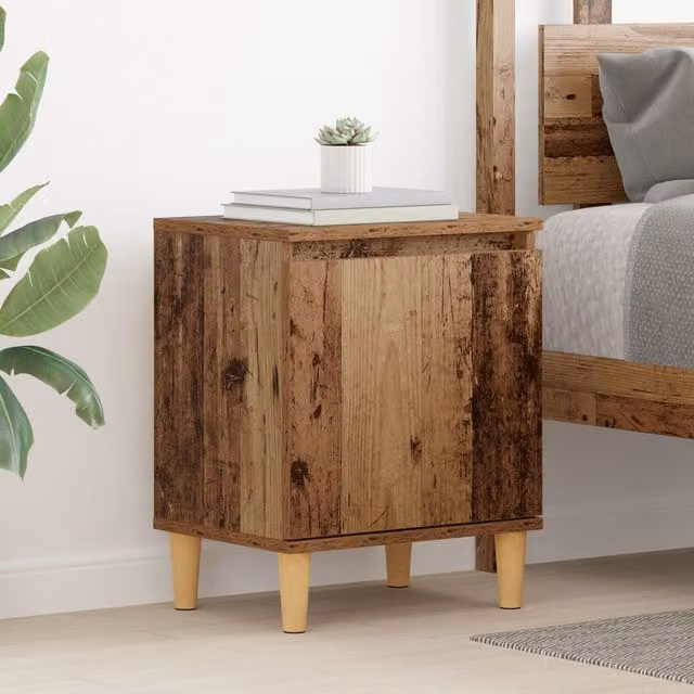 Berkfield Home Old Wood Bedside Table in Brown, Solid Reclaimed Wood, W/D/H: 40 x 30 x 50 cm