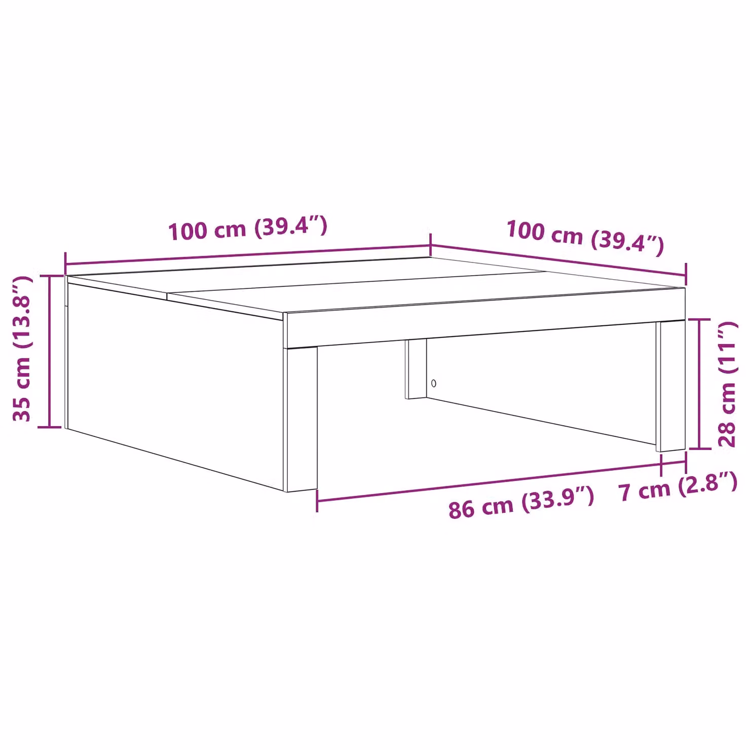 Berkfield Home Black Oak Coffee Table, W/D/H: 100 x 100 x 35 cm – 5