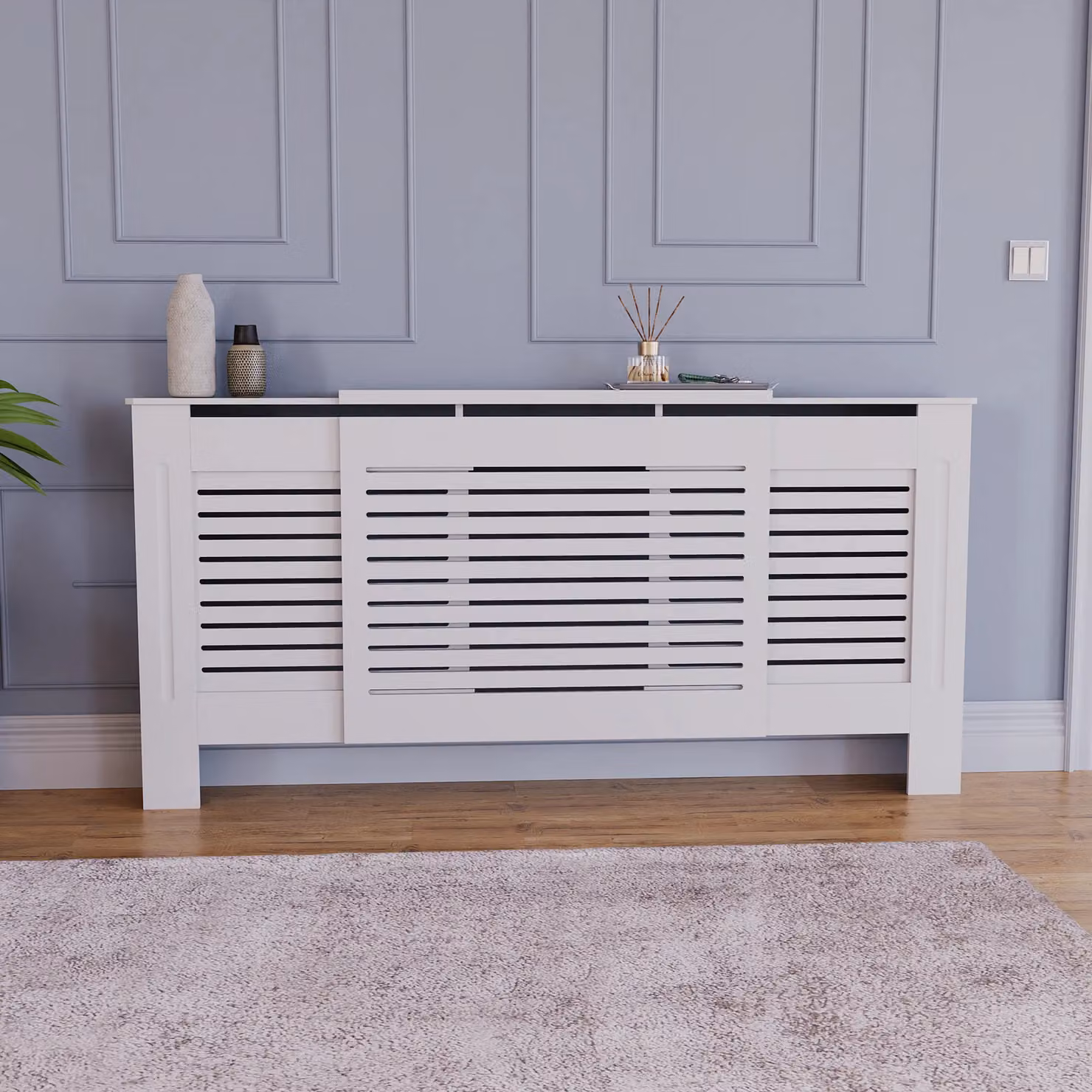 Home Discount Vida Designs Milton MDF Radiator Cover Heating Cabinet in White – 3