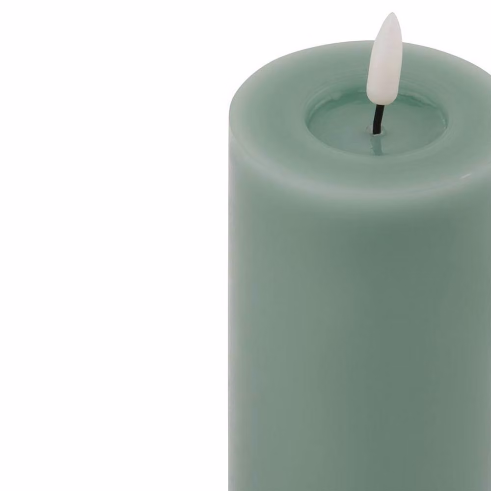 Lemon Pavilion Luxe Collection Melt Effect LED Wax Pillar Candle in Green, W8 x D8 x H15 cm – 2