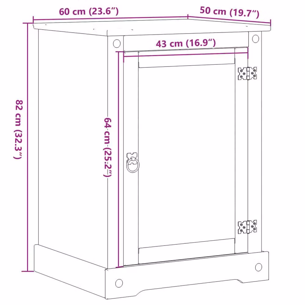 Berkfield Home Corona HiFi Cabinet in Light Brown Solid Pine Wood, W/D/H: 60 x 50 x 82 cm – 4