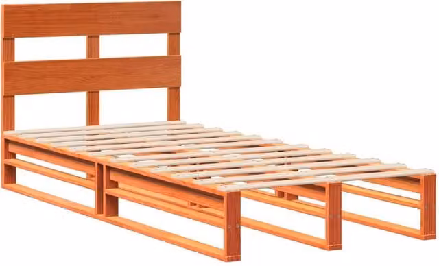 Berkfield Home Modern Single Bed Frame in Waxed Brown Solid Pine, W/D/H: 90 x 190 cm – 1