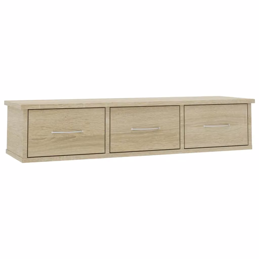 Berkfield Home Wall-mounted Drawer Shelf in Sonoma Oak, Brown, W/D/H: 88 x 26 x 18.5 cm – 2