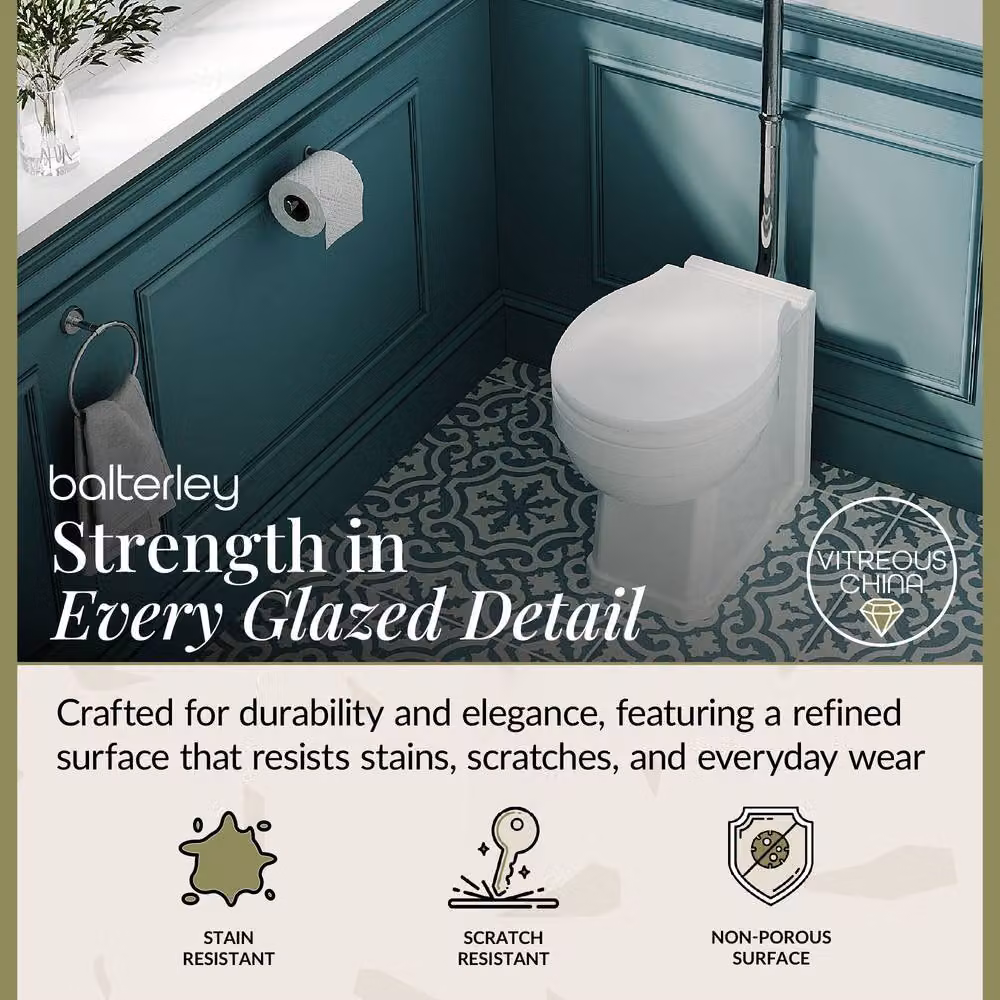 Balterley Traditional Ceramic Comfort Height Toilet with High Level Cistern and Soft Close Seat, White – 2
