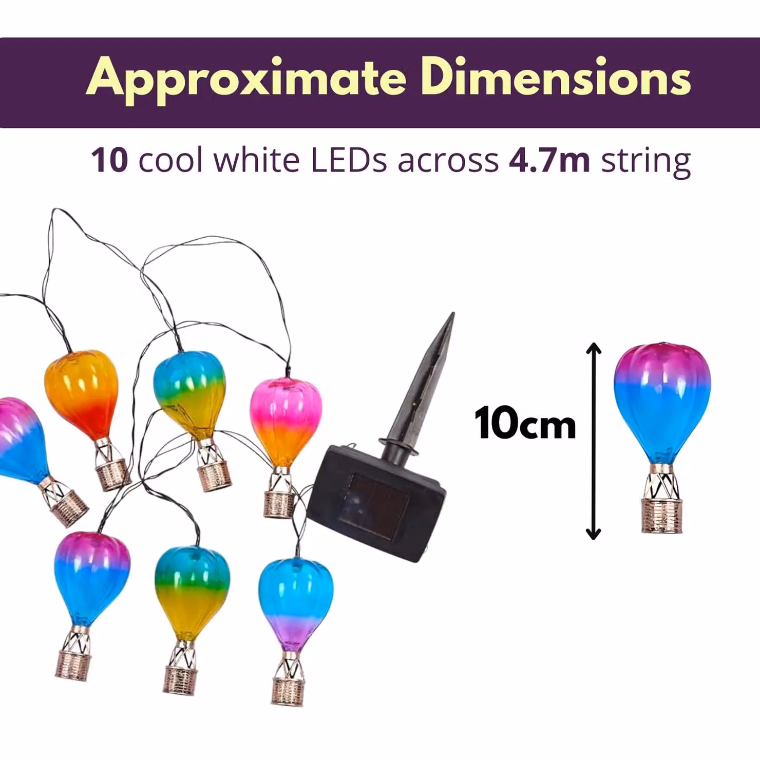 Marco Paul Multicoloured Solar Powered LED Hot Balloon String Lights with Dusk Sensor – 2