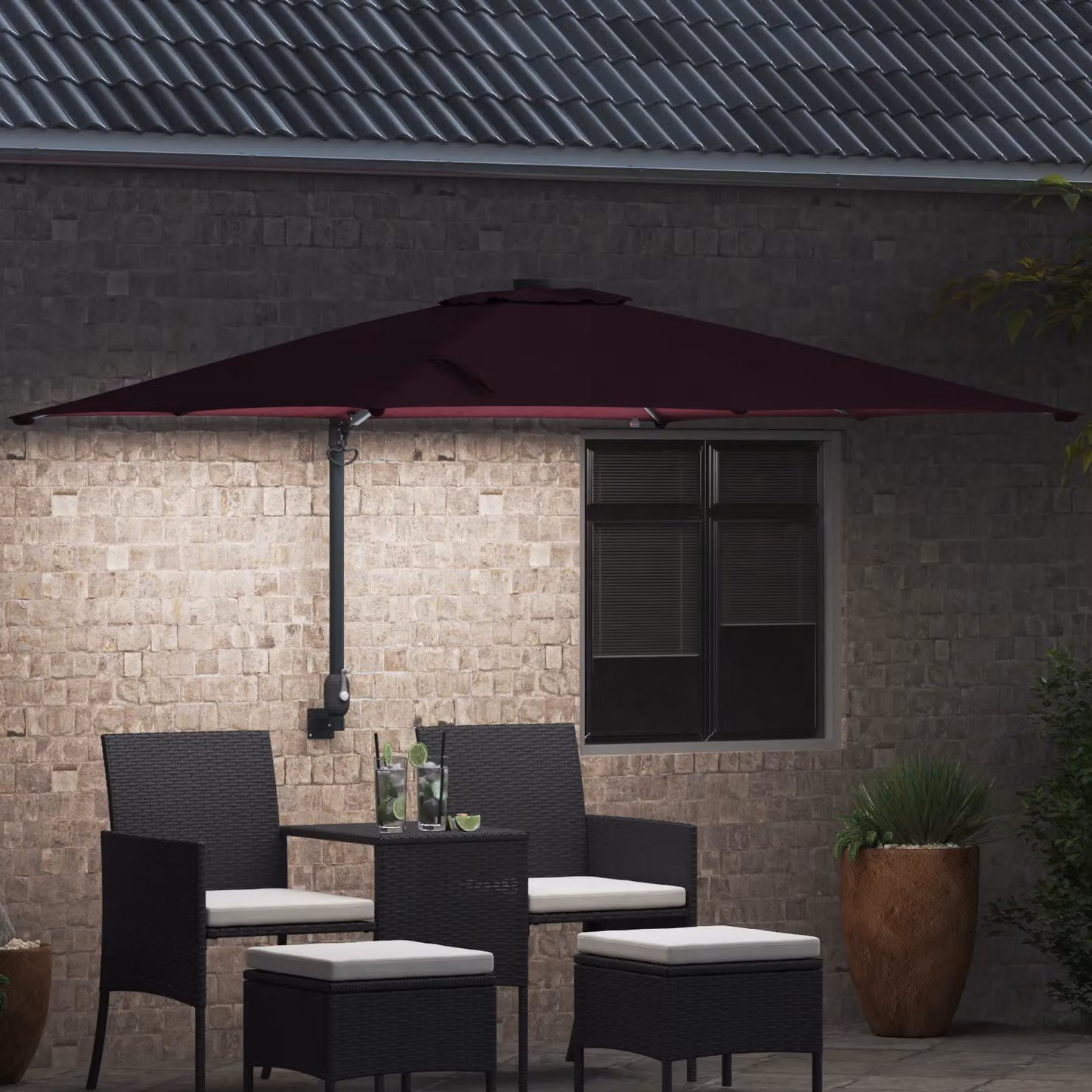 Berkfield Home Garden Parasol in Bordeaux Red, W/D/H: 248.5 x 247.5 x 119 cm – 3