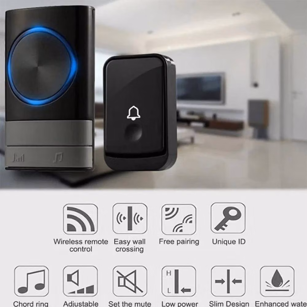 Ventryn Wireless Waterproof Plug-in Doorbell with 1 Receiver in Black – 4