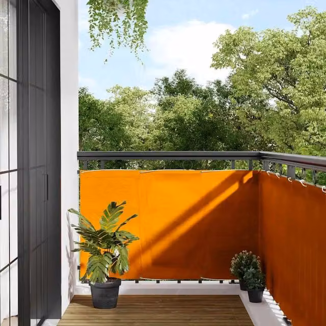 Berkfield Home Orange Balcony Screen, W: 90 cm, H: 1000 cm, 100% Polyester Oxford