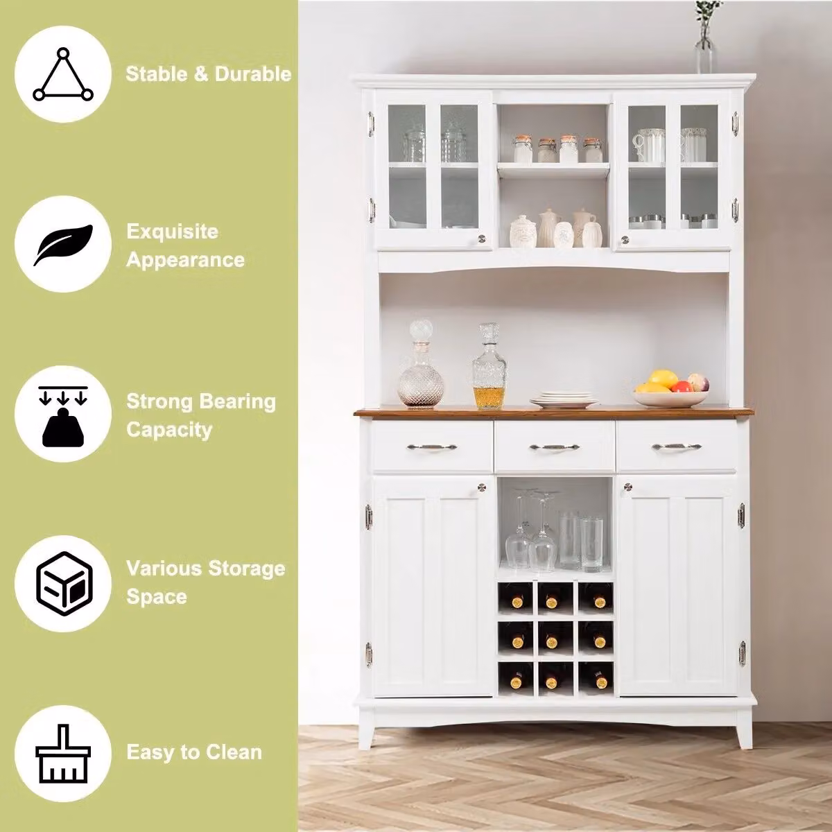Gymax Modern Freestanding Kitchen Cabinet and Buffet Sideboard in White – 2