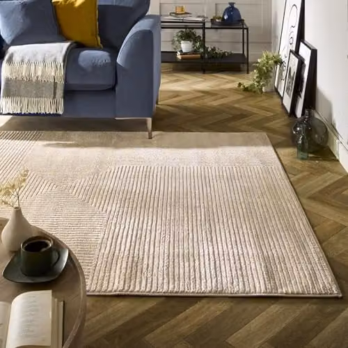 Phoenox Textiles Limited Origins Pyramid Sand Geometric Rug, W/D/H: 80 x 150 cm – 3