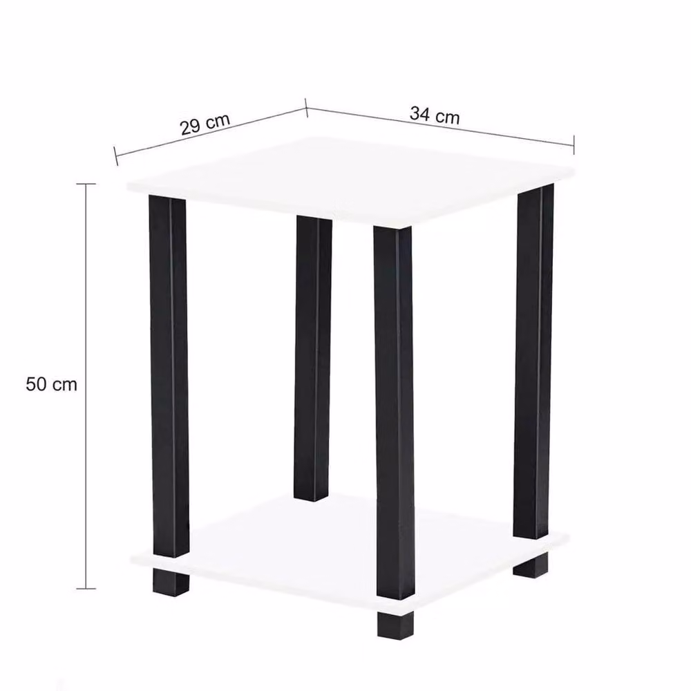 EONLION White 2 Tier Side Table with Shelf – 2