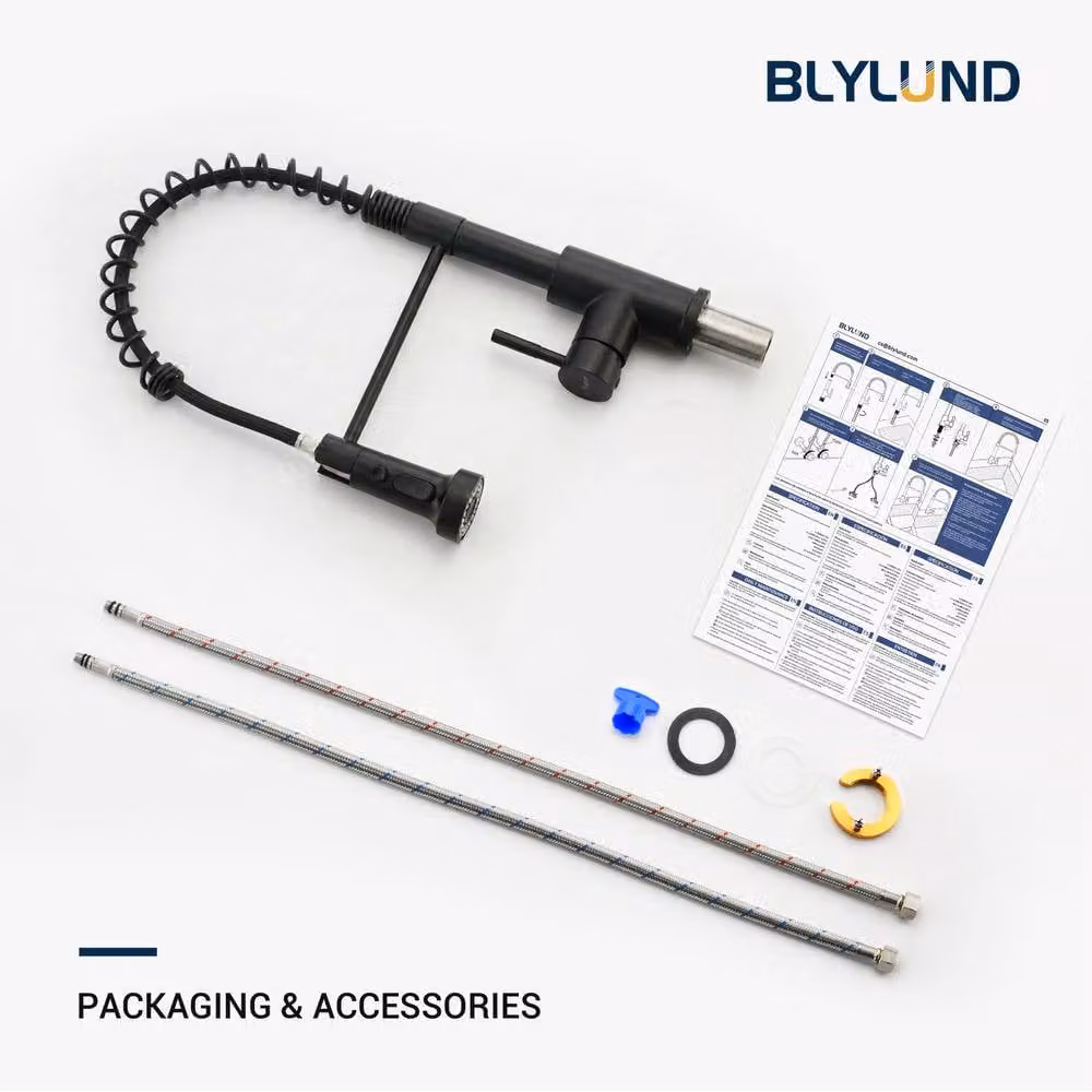 Blylund Matt Black Stainless Steel Kitchen Mixer Tap with Pull Out Spout and Spray Function – 4