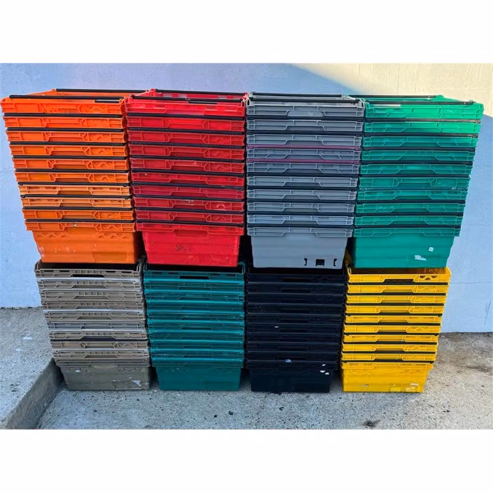 VOGREX 5-Piece Multicolour Plastic Stackable Bail Arm Slatted Crates – 2