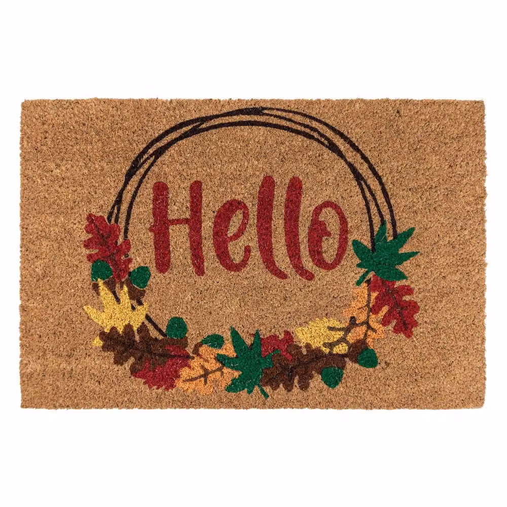 JVL Hello Autumn Coir Doormat with PVC Backing, Multicolour, W: 60 cm, D: 40 cm – 2