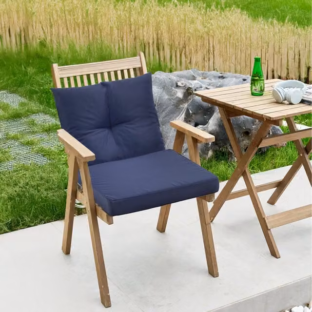 Garden Sanctuary Set of 2 Rectangular Outdoor Sofa Cushions in Blue, Water Repellent