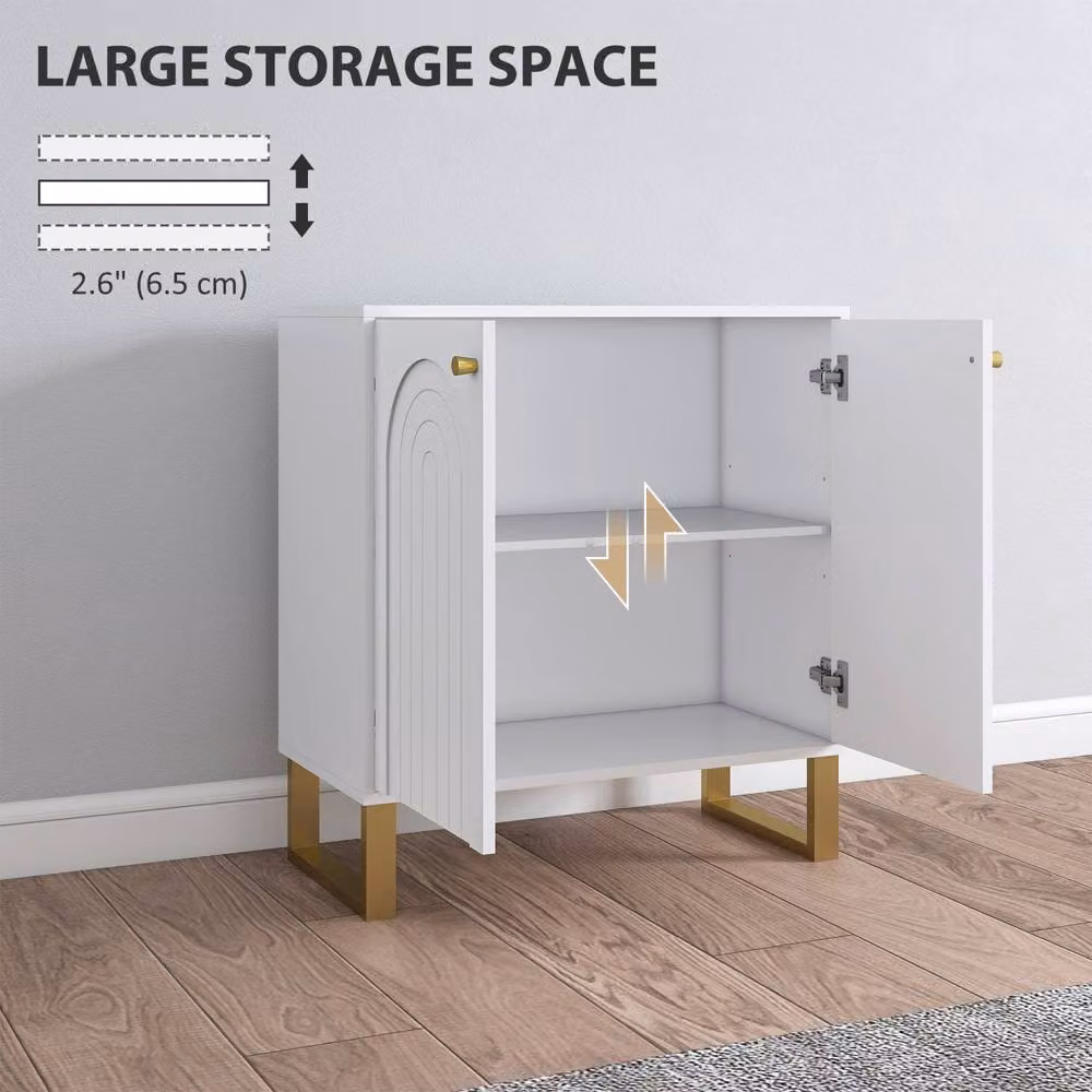 Wyld Haus Tarezi Nedi White 2 Door Sideboard with Gold Accents – 3